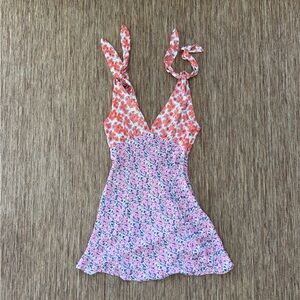 Verge Girl Floral Mini Dress - Red and Pink